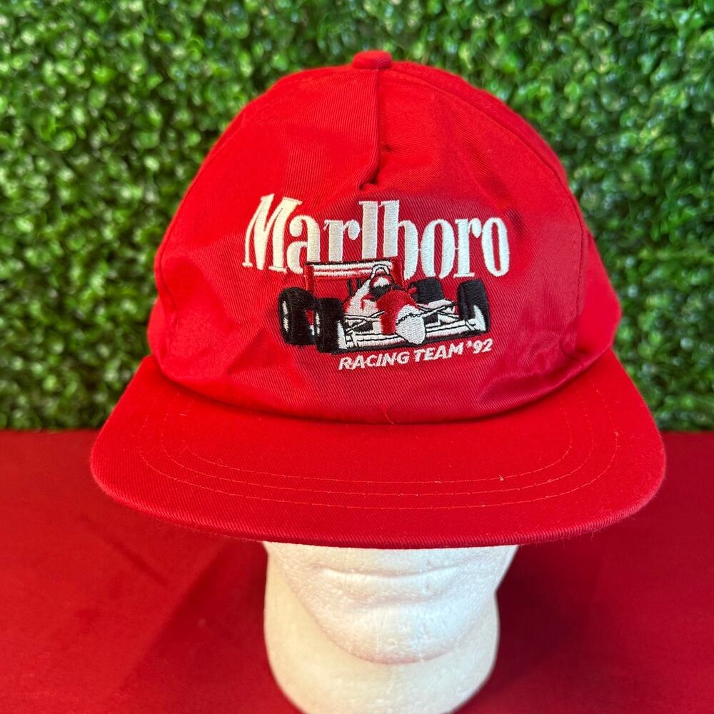 Vintage 1992 Marlboro Racing Team Hat F1 Formula 1 Embroidered Car Cap Red